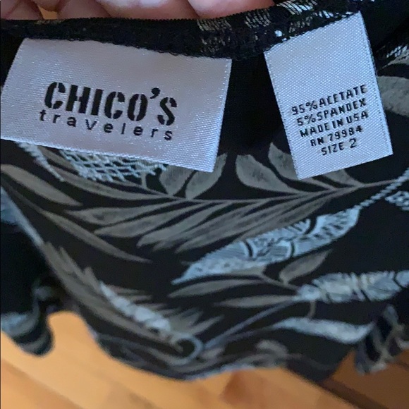 Chico's Black and Tan floral crew neck Tank Top - Picture 3 of 3